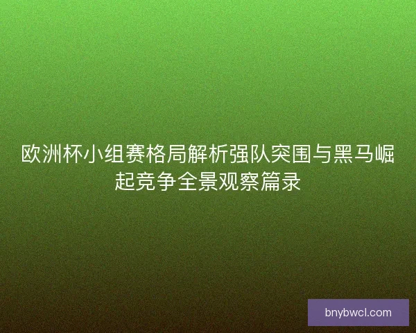 欧洲杯小组赛格局解析强队突围与黑马崛起竞争全景观察篇录