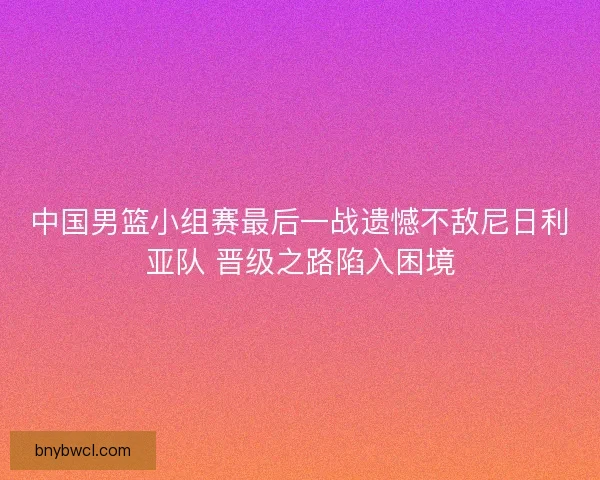 中国男篮小组赛最后一战遗憾不敌尼日利亚队 晋级之路陷入困境