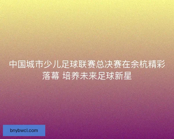 中国城市少儿足球联赛总决赛在余杭精彩落幕 培养未来足球新星